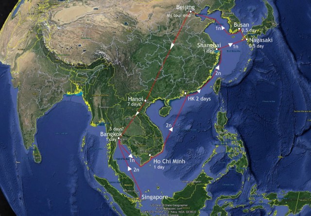 2014 Cruise itinerary map