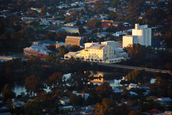 A closer view of the old flour mill and the hotel at the left where we occasionally got an illicit bottle of Swan Lager. © N. Liddelow 2014